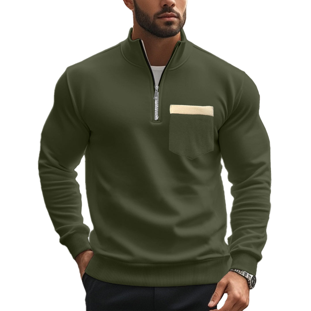 Herren nan thermischer Halbzip-Pullover mit Stehkragen und wärmendem Fleece-Innenfutter Drune