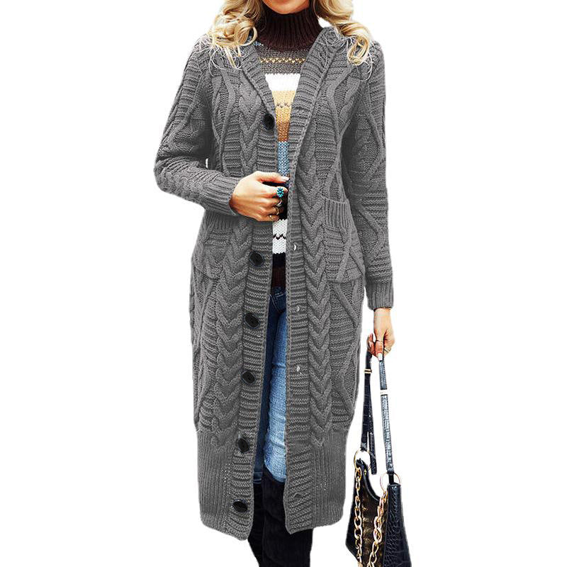 Damen Strickmantel mit voluminösem Zopfdesign und praktischen Taschen Drune