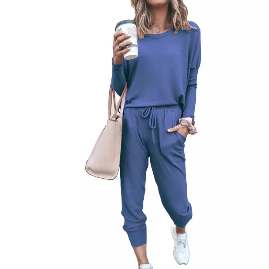 Damen Bequemer Jumpsuit mit modischem Rundhalsausschnitt und regulierbarem Bund Drune
