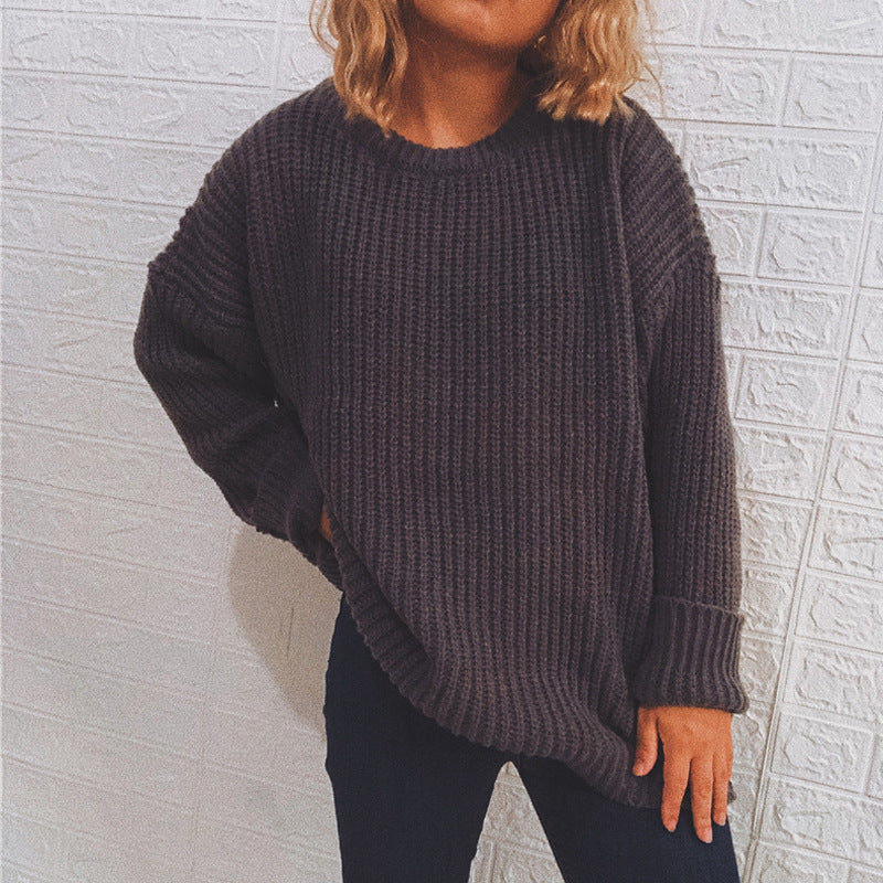 Damen Grobstrickpullover mit oversized Schnitt und lässigen Ärmeln Drune