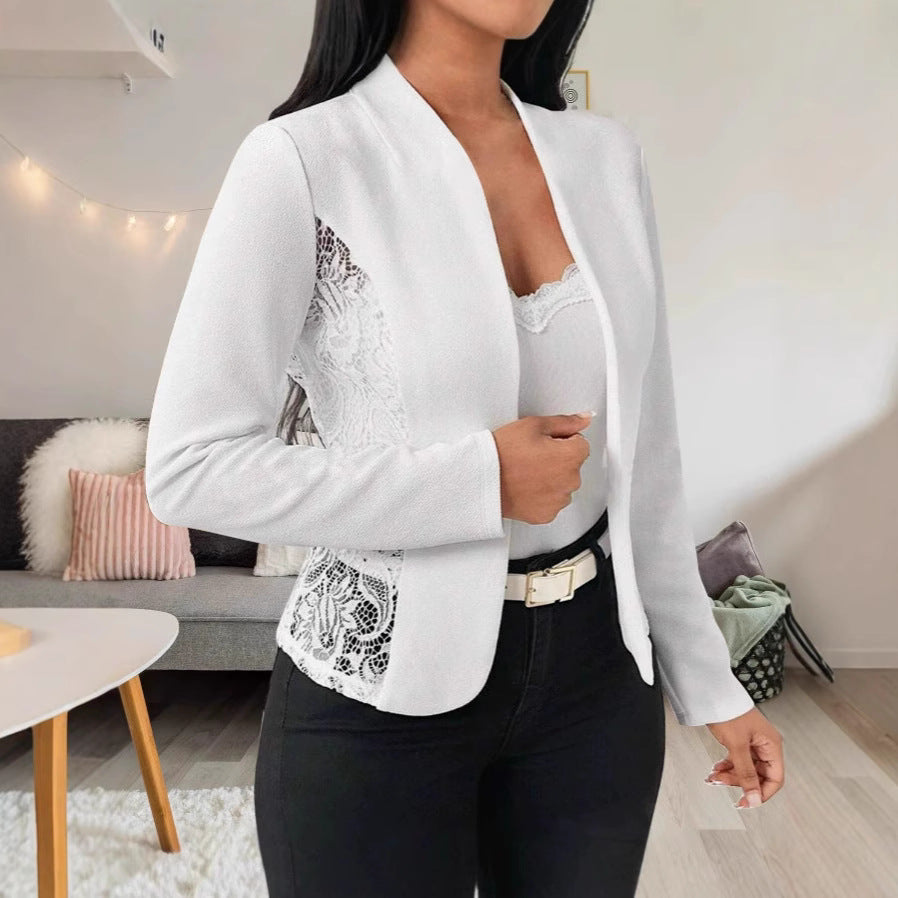 Damen elegante Blazerjacke mit Spitze und modernem Schnitt Drune