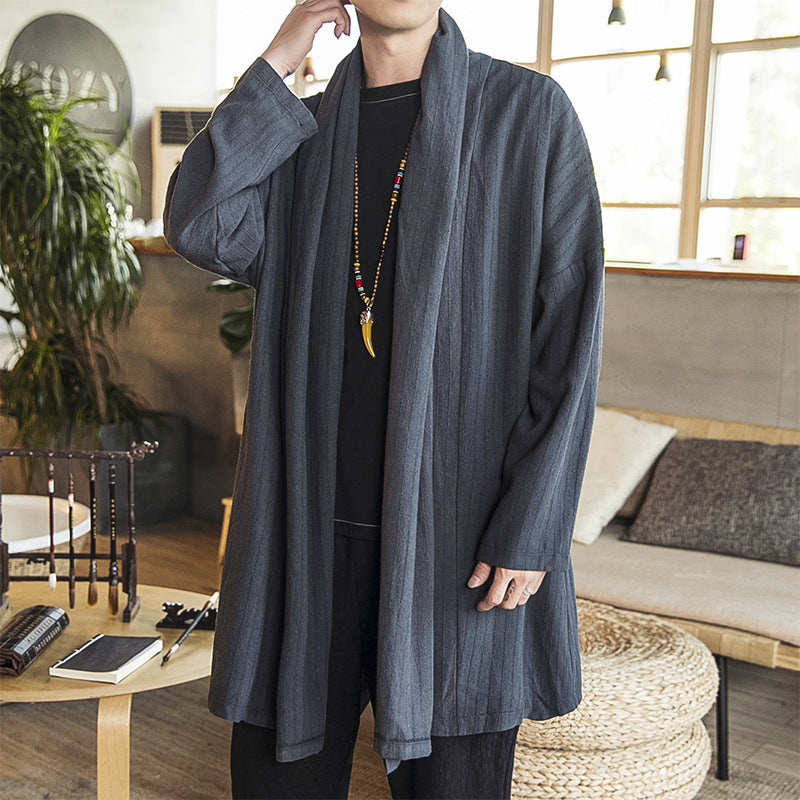 Herren lässige Kimono-Jacke mit elegantem Schnitt und weichem Gewebe Drune