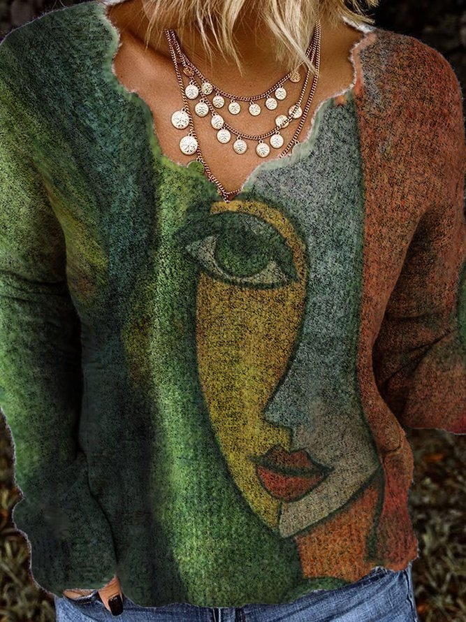 Damen Viskosepullover mit kreativem geometrischen Design Drune