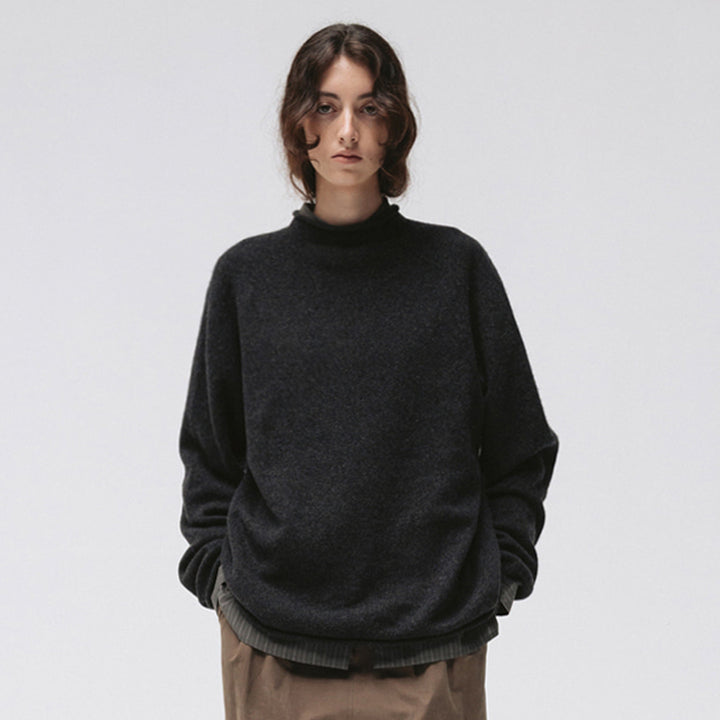 Damen hoch geschnittener komfortabler Strickpullover Drune