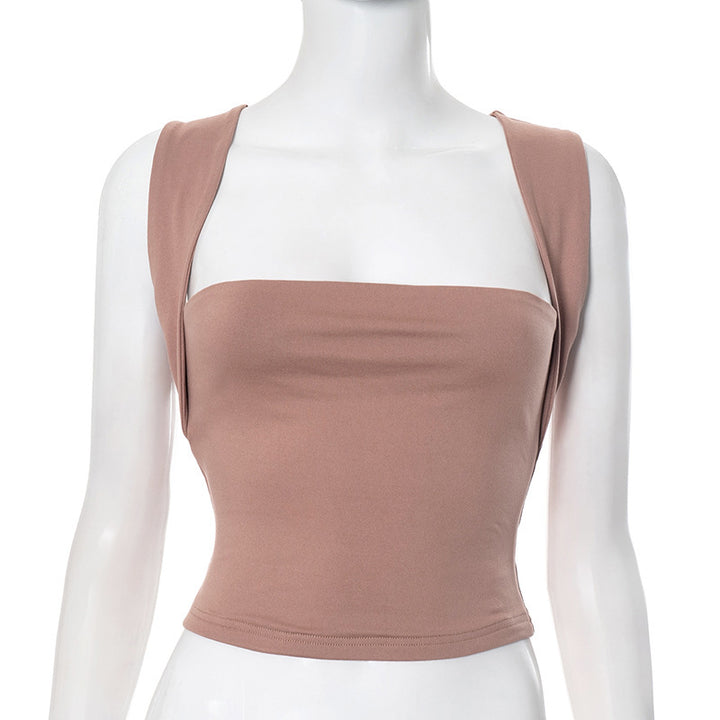 Damen modernes Crop-Top mit schmalen Trägern und figurbetontem Schnitt Drune