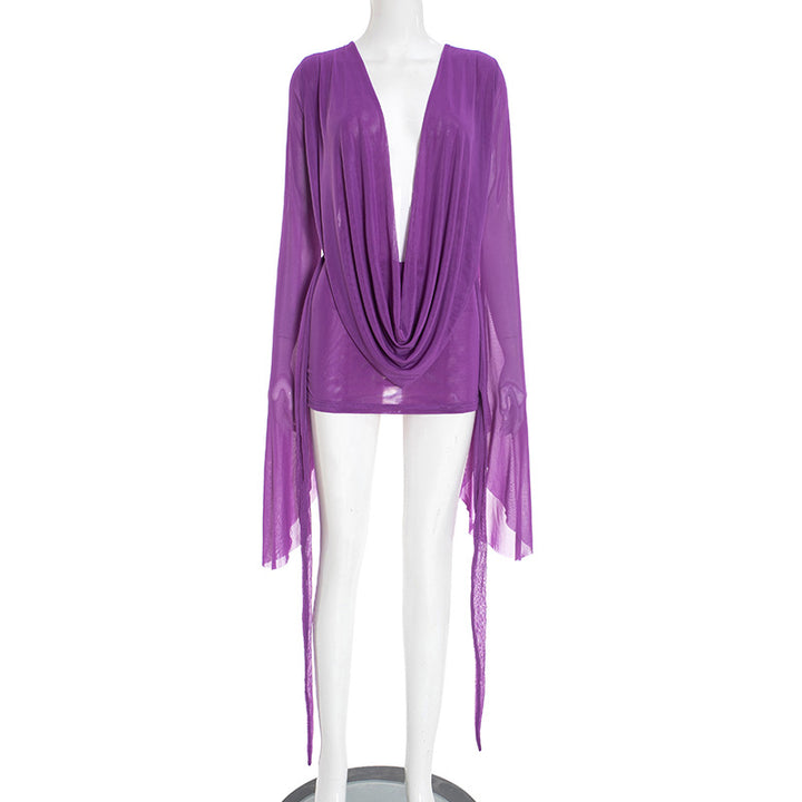 Damen Fließender Kaftan mit weiten Ärmeln und tieferem Ausschnitt Drune
