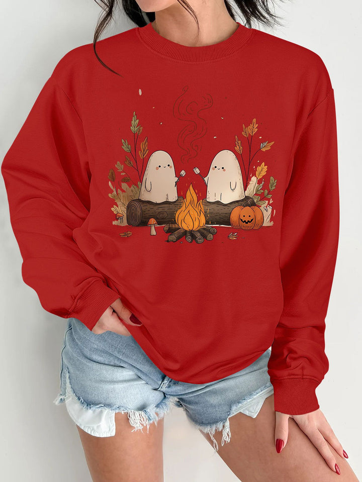 Damen Sweatshirt mit verspieltem Gruselmotiv und bequemer Passform Drune
