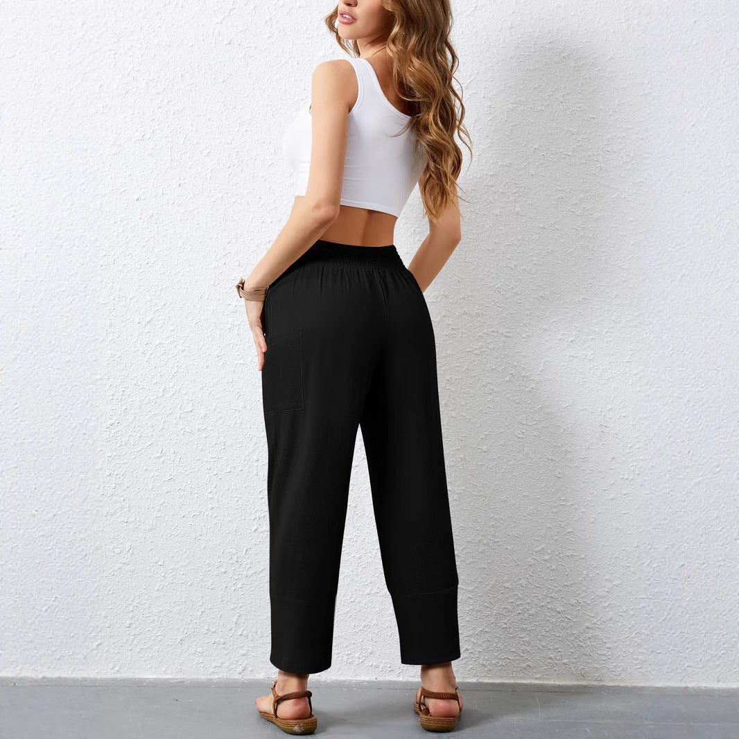 Damen Weite Sommerhose mit elastischem Bund und praktischen Taschen Drune