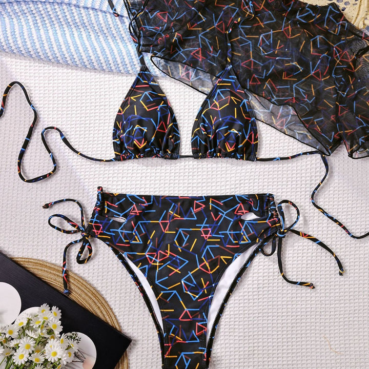 Damen Triangel-Bikini mit transparentem Übertop Drune