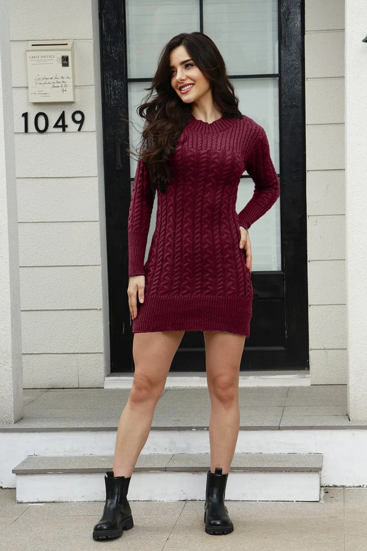 Damen Strickkleid mit strukturiertem Zopfmuster und angenehm weichem Material Drune