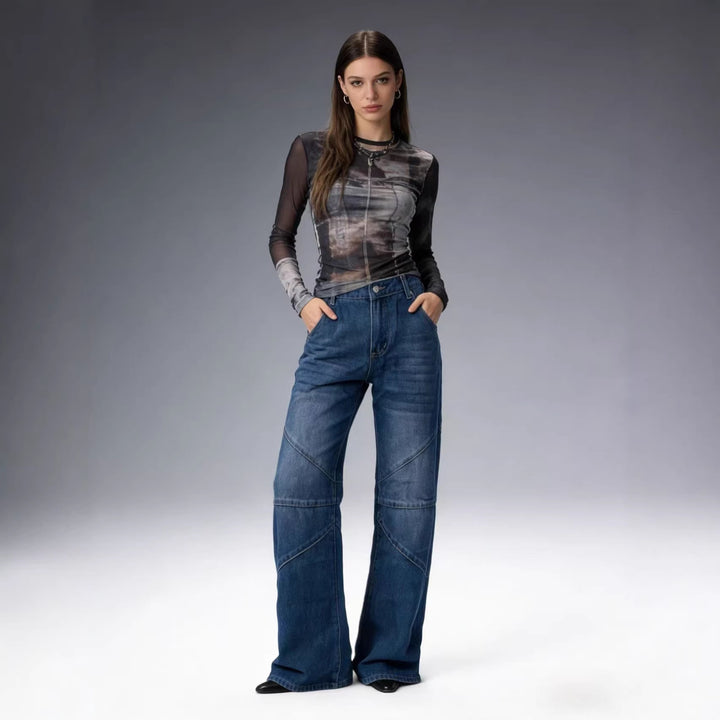 Damen Weit geschnittene Jeans mit einzigartigen Nahtdetails Drune