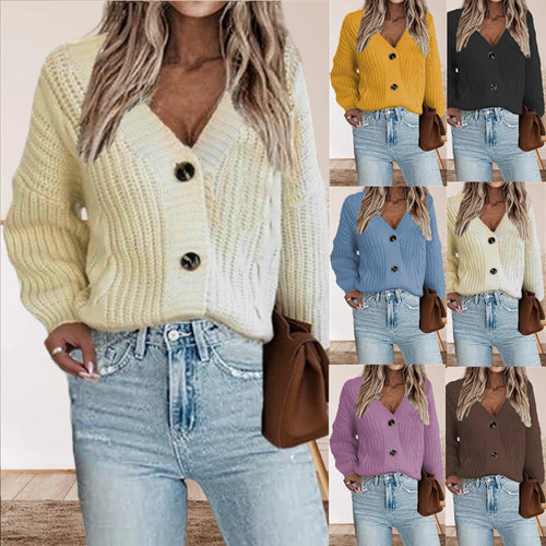 Damen Grobstrickcardigan mit Knopfdetails und voluminösen Ärmeln Drune