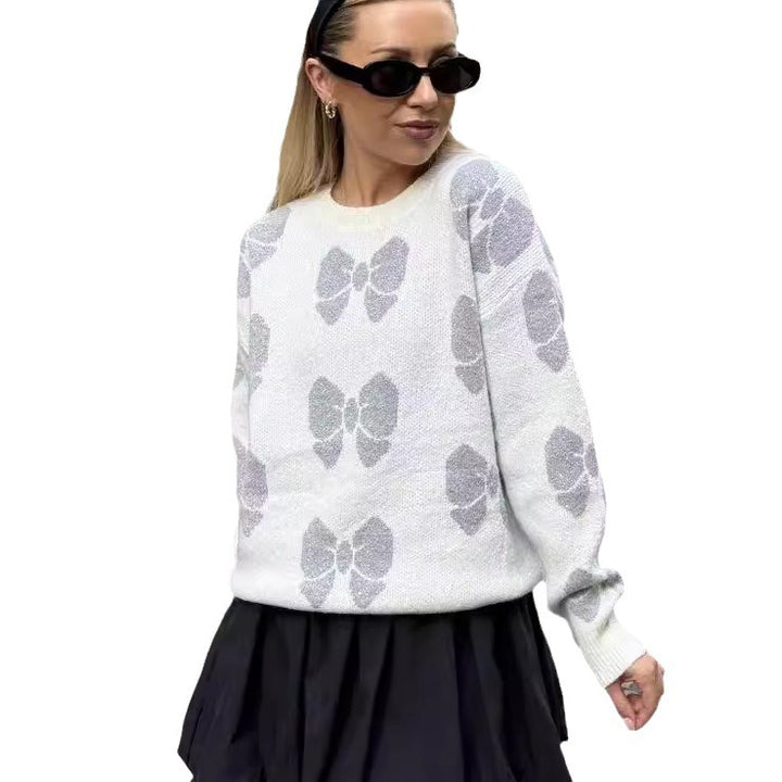 Damen Strickpullover mit floralem Muster und weichem Material Drune