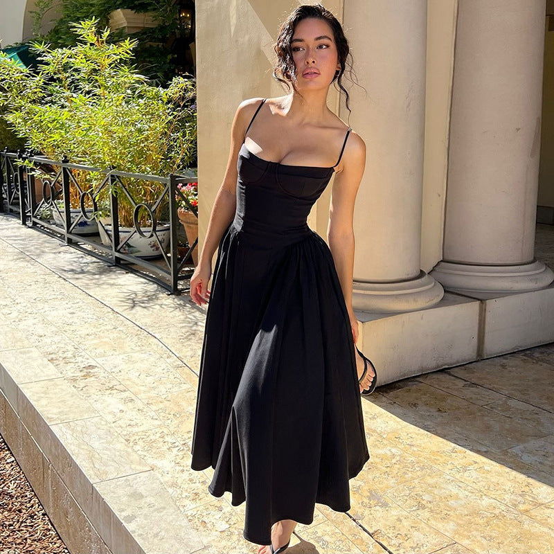 Damen Maxi-Kleid mit elegantem Bustier-Oberteil und fließendem Rock Drune