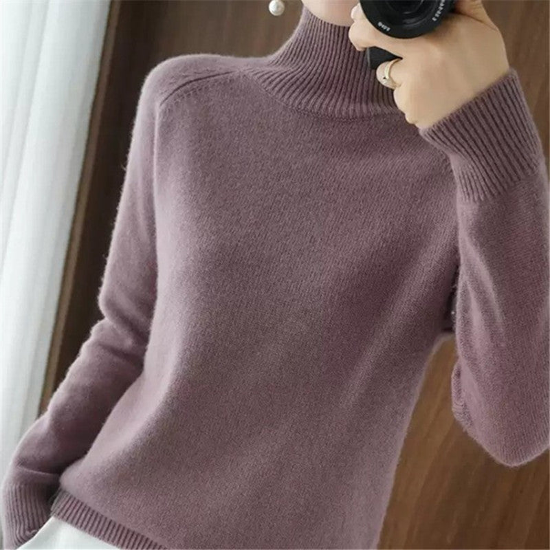 Damen weicher Rollkragenpullover aus feiner Merinowolle Drune