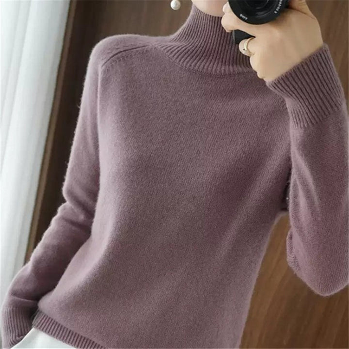 Damen weicher Rollkragenpullover aus feiner Merinowolle Drune