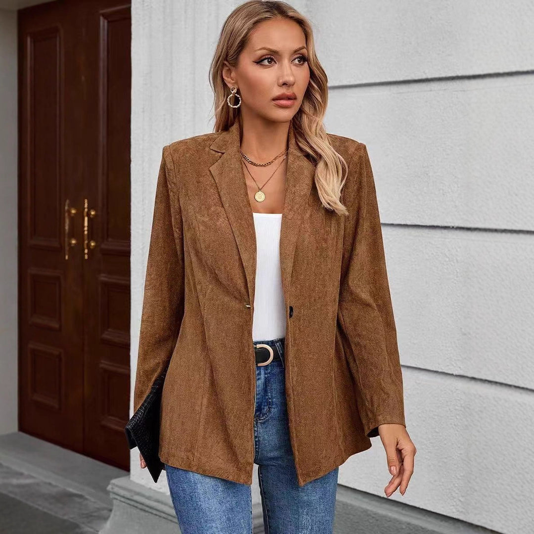 Damen Eleganter Blazer aus samtweichem Stoff mit strukturierter Oberfläche Drune