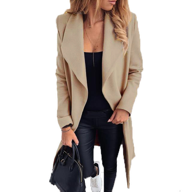 Damen eleganter Öffentlicher Mantel mit asymmetrischem Schnitt und weichem Stoff Drune