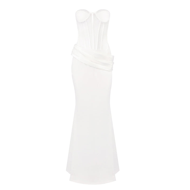 Damen Corsage-Langarmkleid mit elegantem Schnitt und fließendem Rock Drune