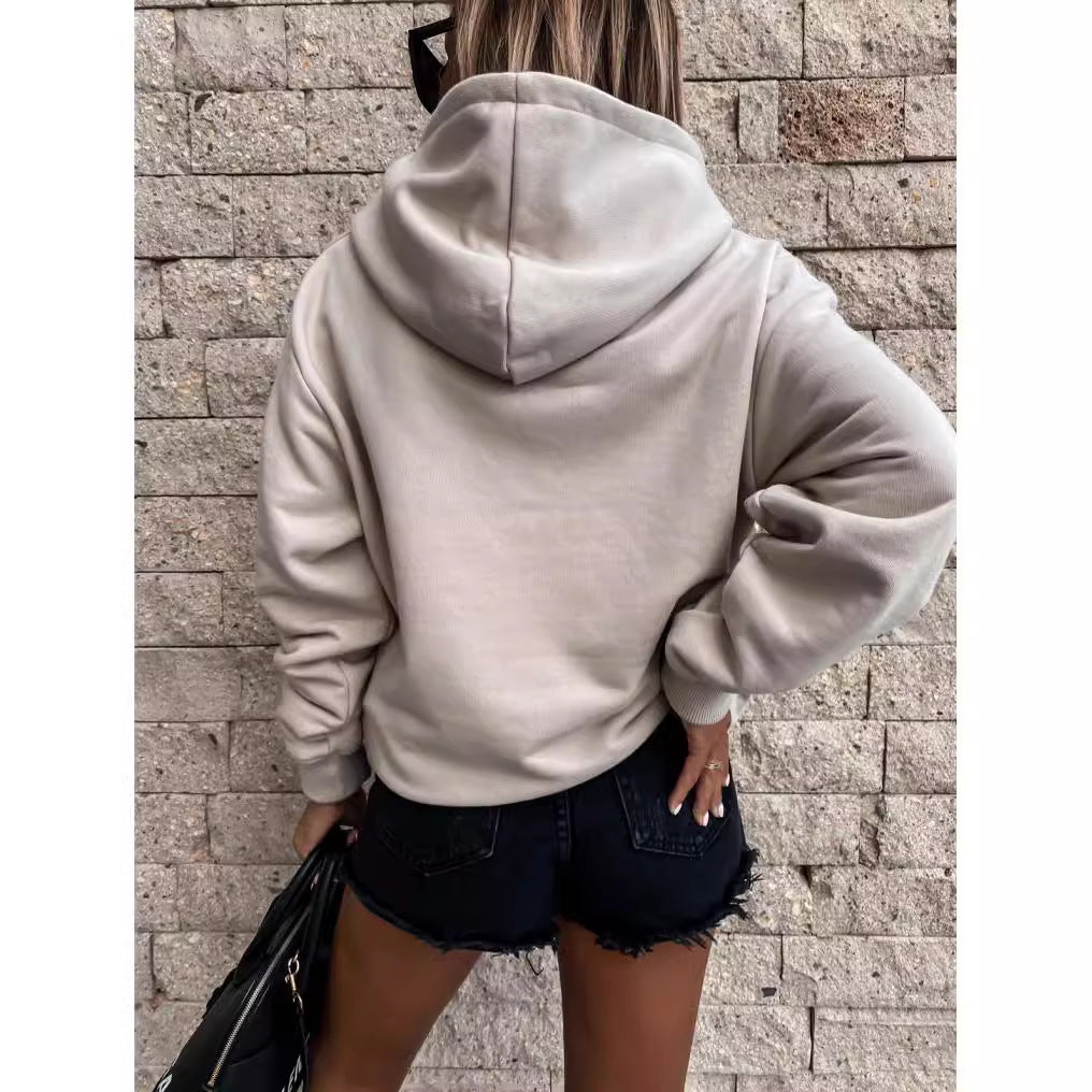 Damen Übergröße Fleece Pullover Hoodie Drune