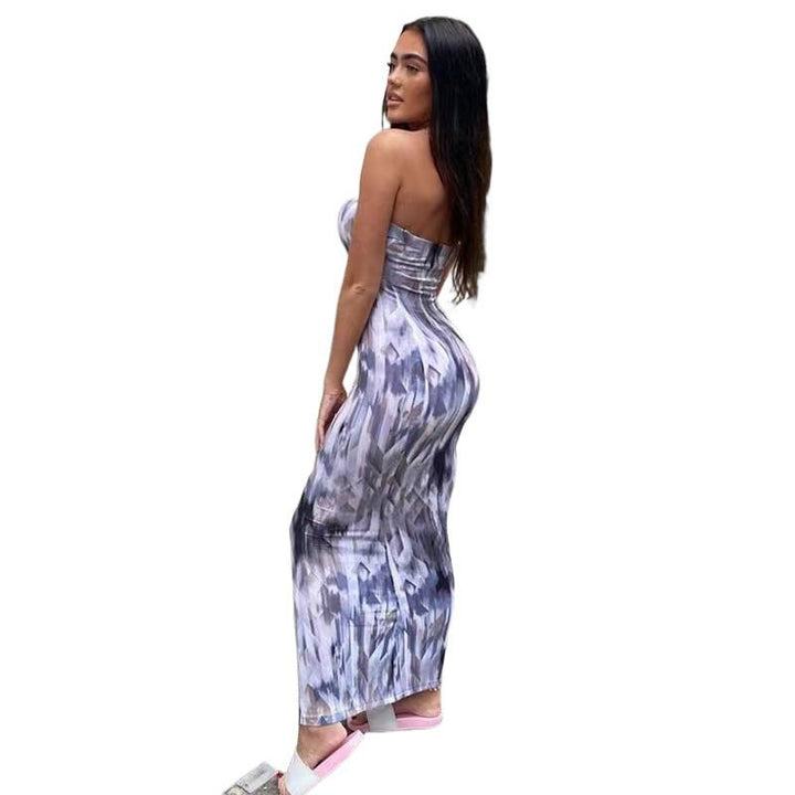 Damen Maxikleid mit modernem abstraktem Design und fließendem Schnitt Drune
