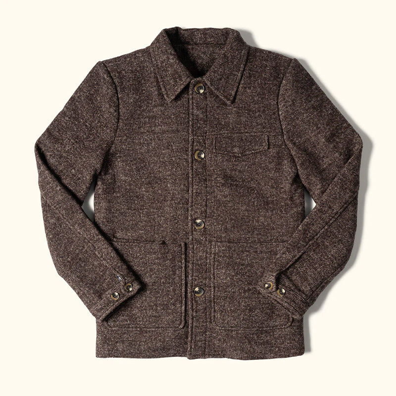 Herren eleganter und warmer Wollmantel mit praktischen Taschen Drune