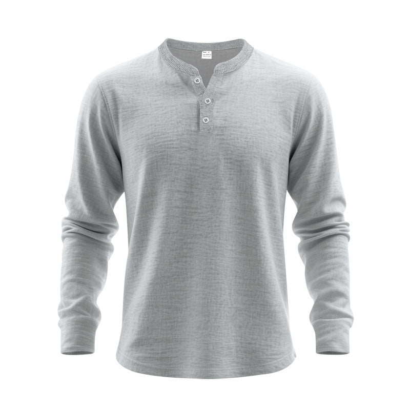 Herren nan strukturiertes Henley-Langarmshirt mit Thermo-Waffelstruktur, geripptem Stehkragen und körperfreundlichem Schnitt Drune