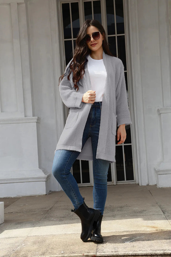 Damen weiter Strickcardigan mit offenen Taschen Drune