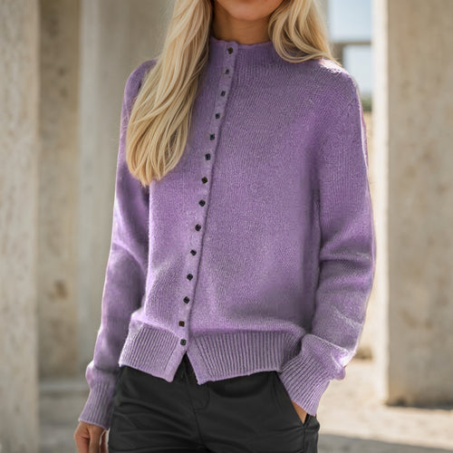 Damen Strickjacke mit dekorativen Knöpfen und hochgeschlossenem Kragen Drune