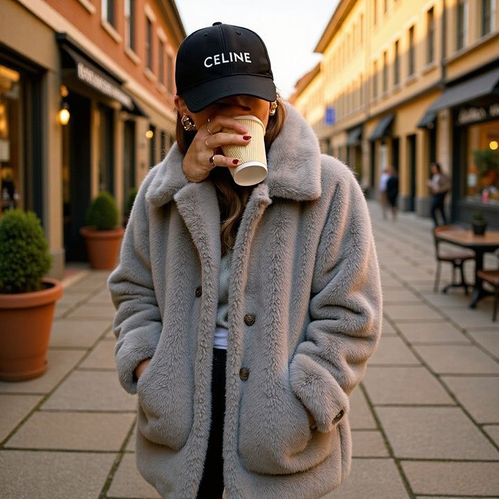 Damen Plüschjacke mit luxuriösem Oversized-Schnitt Drune