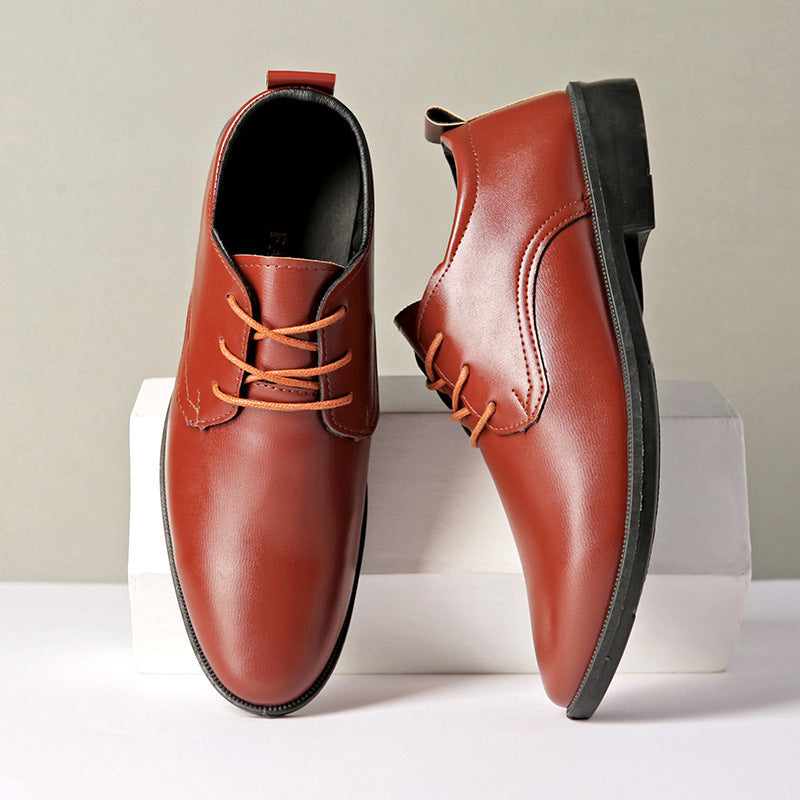 Herren Elegante Glatte Leder Schnürschuhe Drune