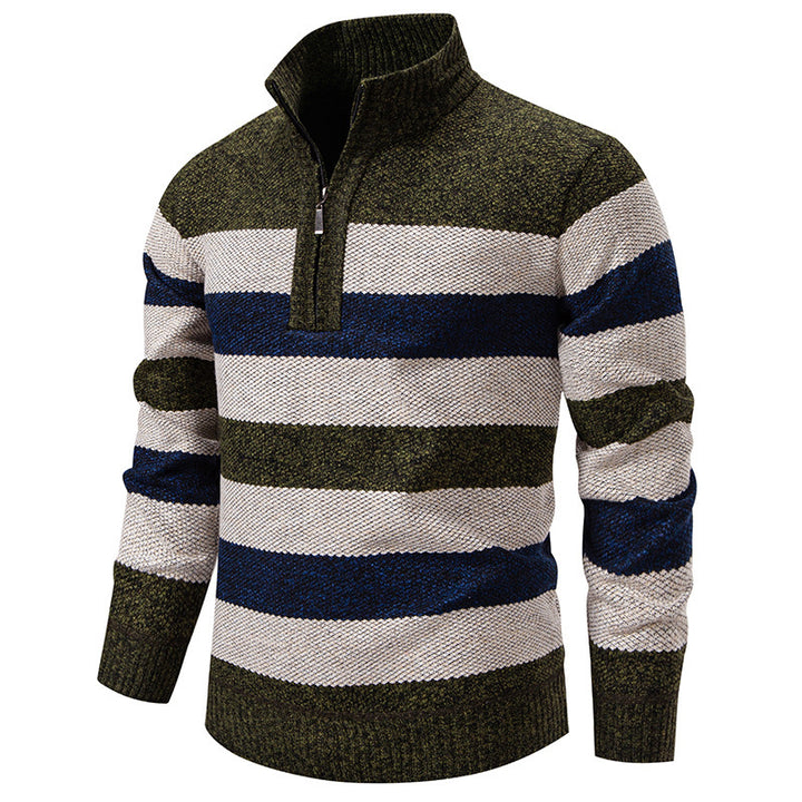 Herren lässiger Pullover mit modernem Stehkragen und Halbreißverschluss Drune