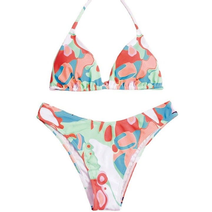 Damen Triangel-Bikini mit verspieltem Muster und verstellbaren Trägern Drune