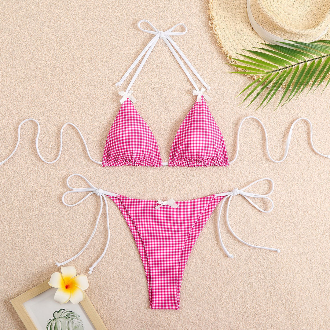 Damen Triangel-Bikini mit verspieltem Karo-Muster Drune