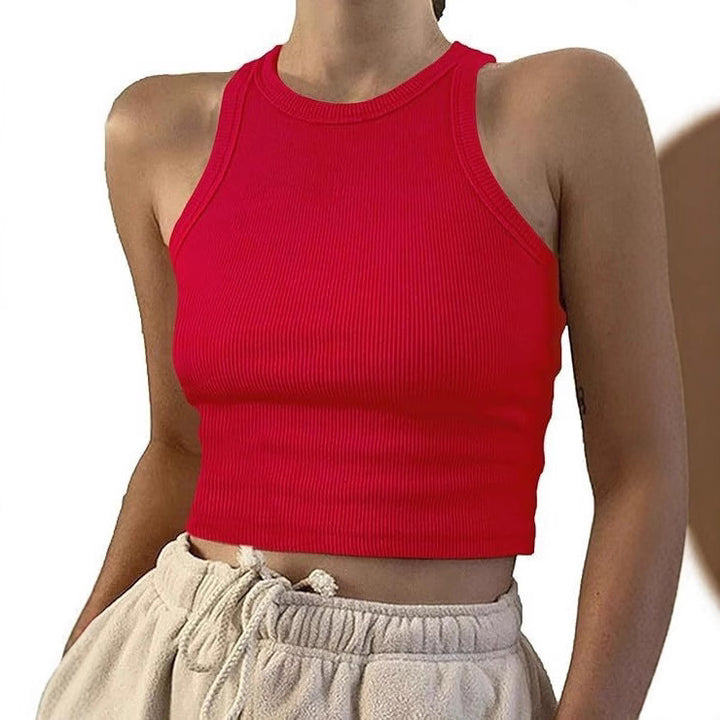 Damen sportliches Crop-Top mit elastischem Rippdesign Drune