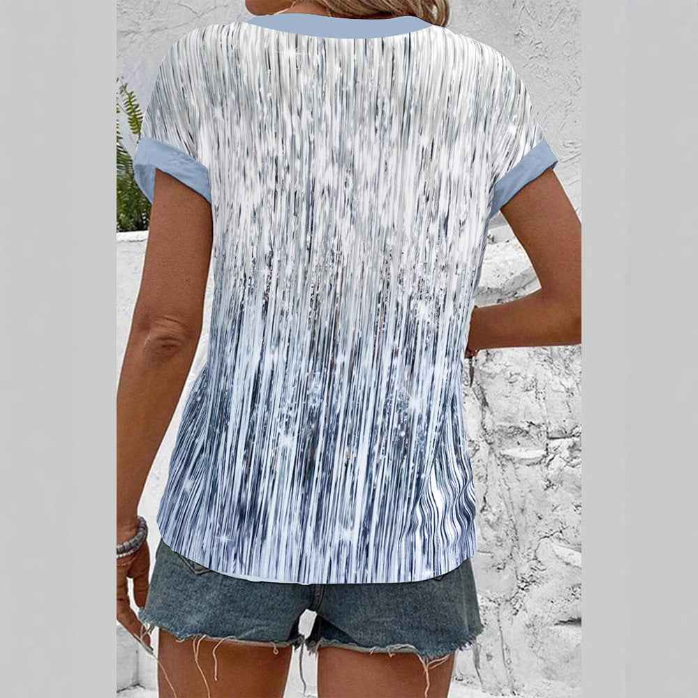 Damen lässige Bluse mit modernen Streifen und Knopfdetails Drune