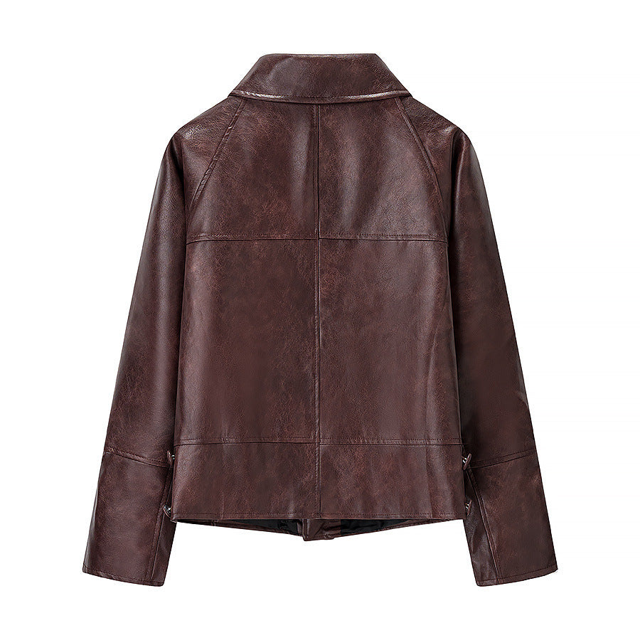 Damen Kunstlederjacke im modernen Schnitt mit lässigen Taschen Drune