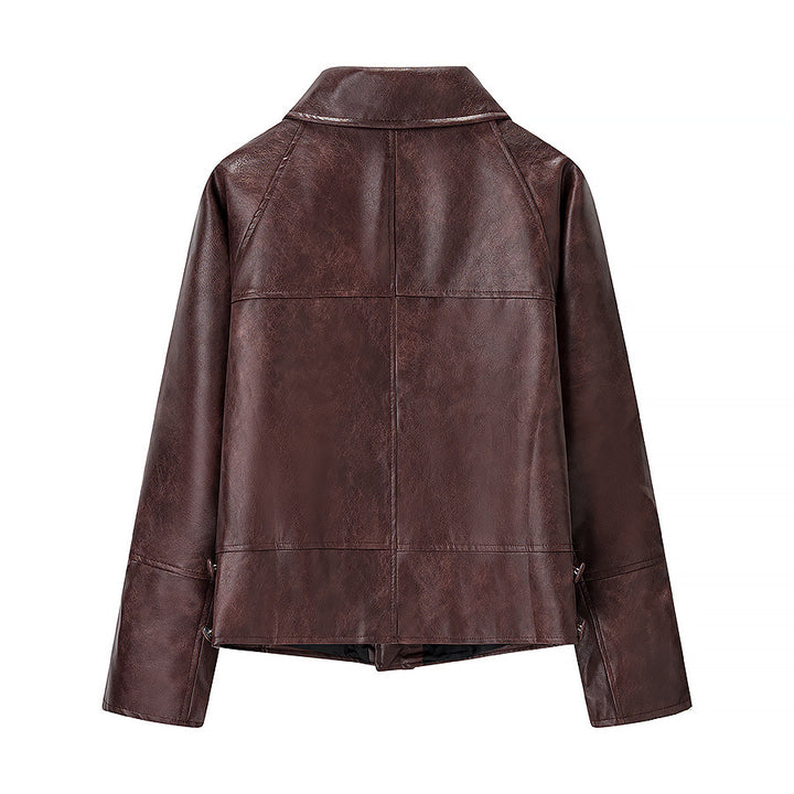 Damen Kunstlederjacke im modernen Schnitt mit lässigen Taschen Drune