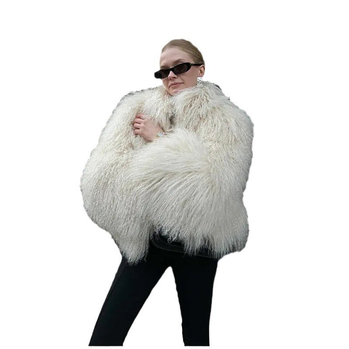 Damen Kuschelige Kunstfelljacke mit hohem Kragen und eleganten Details Drune
