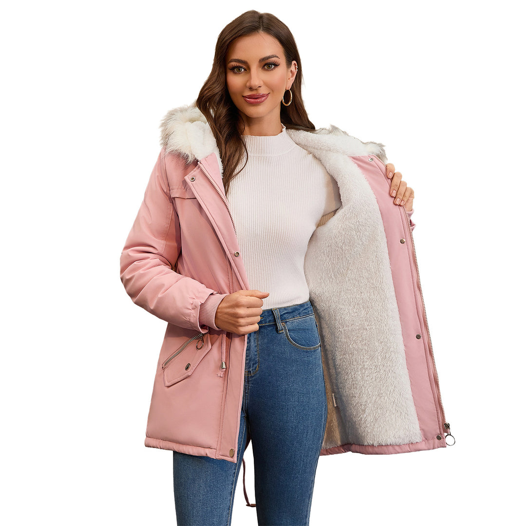 Damen modische Übergangsjacke mit kuscheligem Innenfutter und verstellbarem Bund Drune