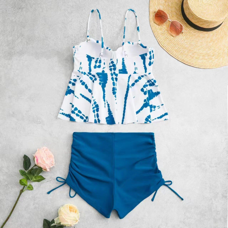Damen Tankini-Set mit elegantem Volant-Oberteil und hohem Taillenslip Drune