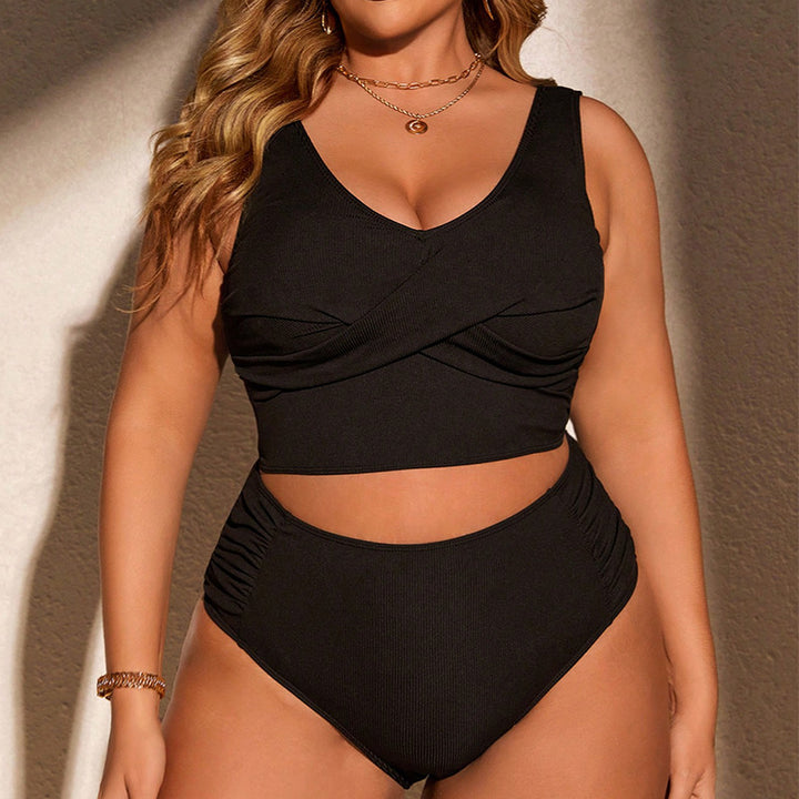 Damen Premium Bikini-Set mit elegantem Wickeldesign und hohem Bund Drune