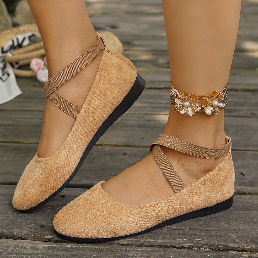 Damen Bequeme und elegante Ballerinas mit kreuzenden Riemen Drune