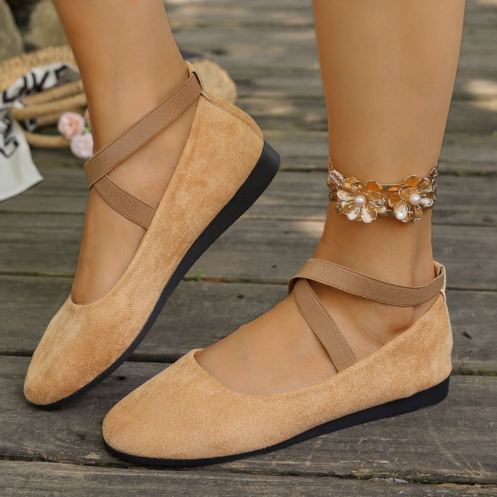 Damen Bequeme und elegante Ballerinas mit kreuzenden Riemen Drune