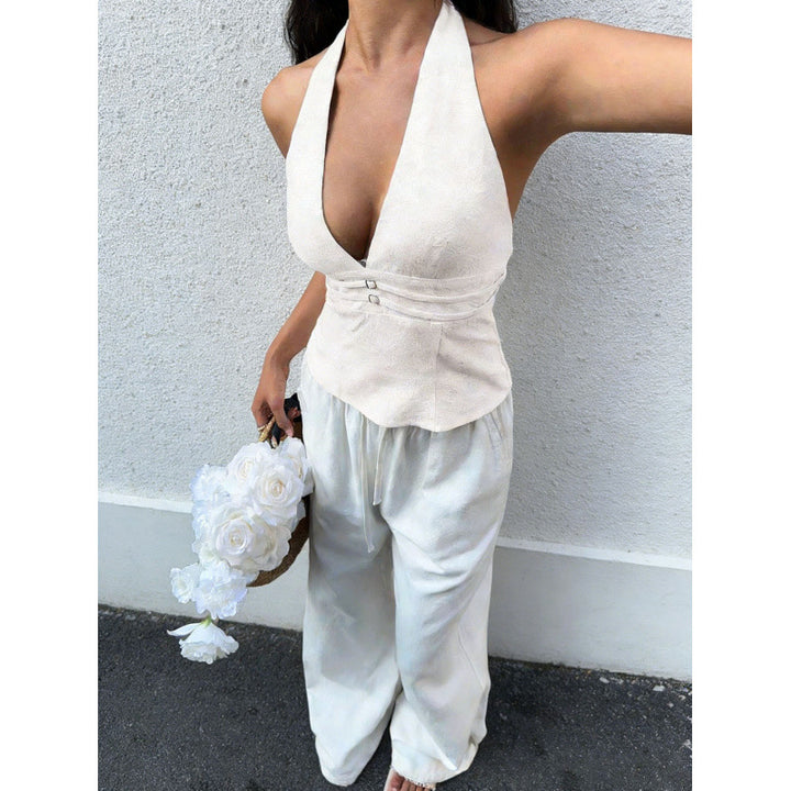 Damen elegantes und tailliertes Bustier-Top mit tiefem V-Ausschnitt Drune