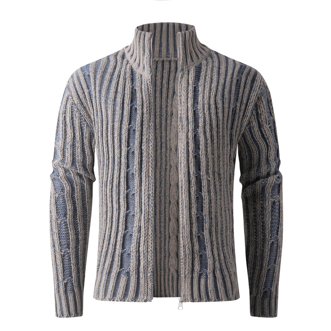 Herren modische Strickjacke mit hochabschließendem Reißverschluss und einzigartigem Muster Drune