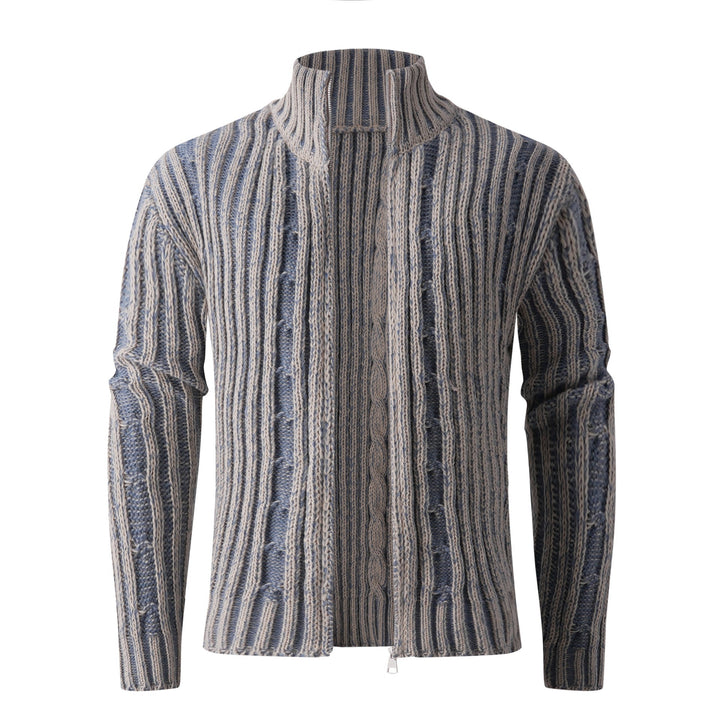 Herren modische Strickjacke mit hochabschließendem Reißverschluss und einzigartigem Muster Drune