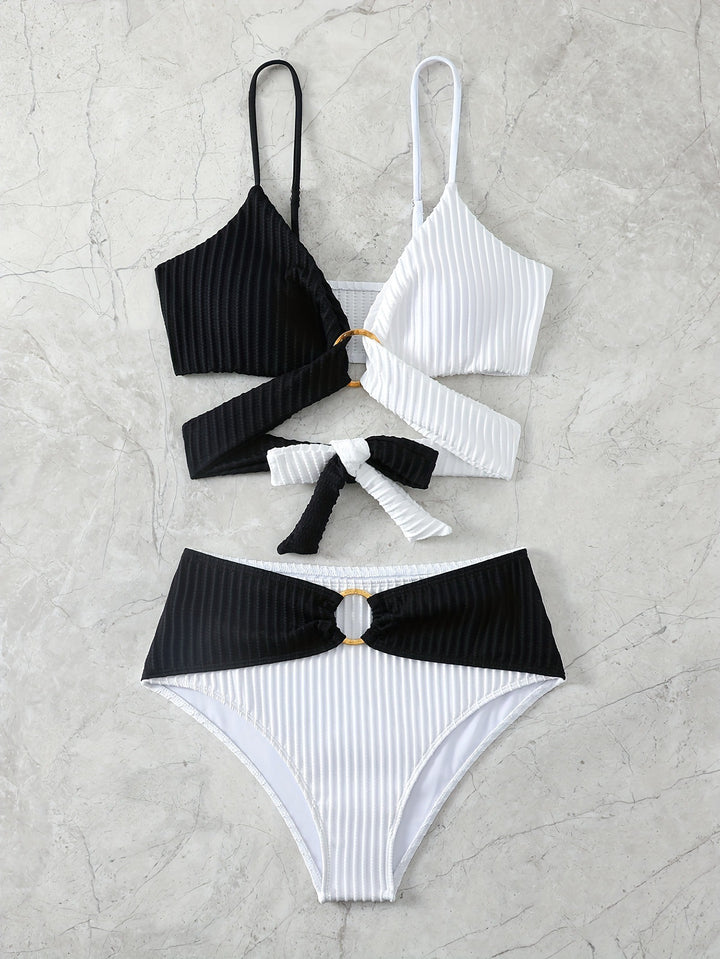 Damen Bikiniset mit raffiniertem Wickeldesign und elastischem Bund Drune