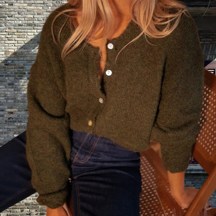 Damen Grobstrickpullover mit Knopfdetails und lässigem Schnitt Drune