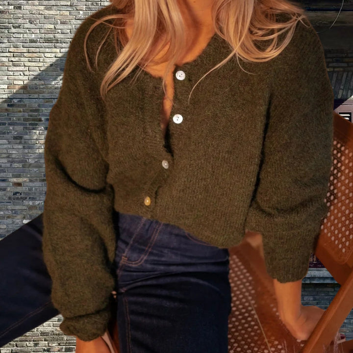 Damen Grobstrickpullover mit Knopfdetails und lässigem Schnitt Drune